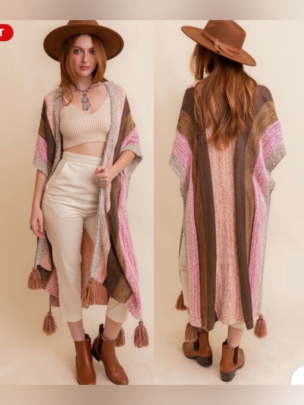 Boho Gypsy Chunky Knit Tassel Ruana Wrap Sweater Cardigan Poncho